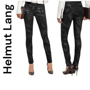 Helmut Lang Black Marble Twill Skinny Ankle Pants Size 30